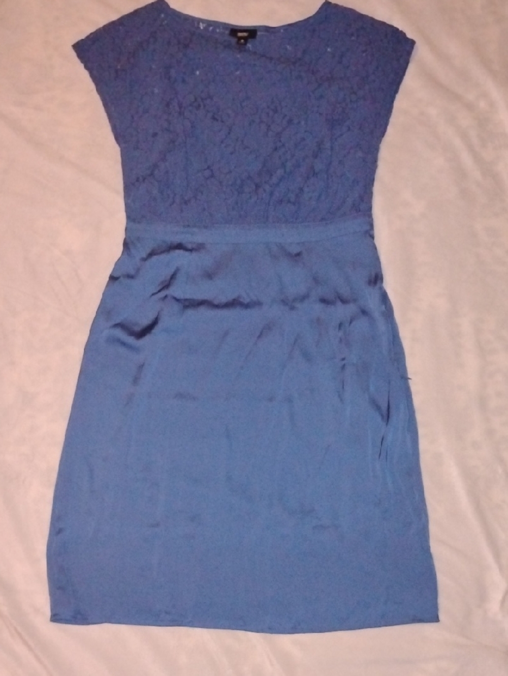 Blue Lace-Top Cap Sleeve Dress-Size 6 - Picture 4 of 16